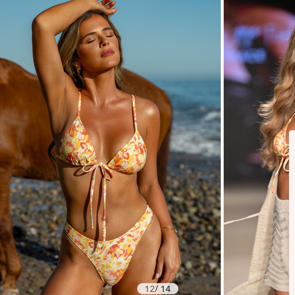 Floral Bikini Set in Yellow and Orange